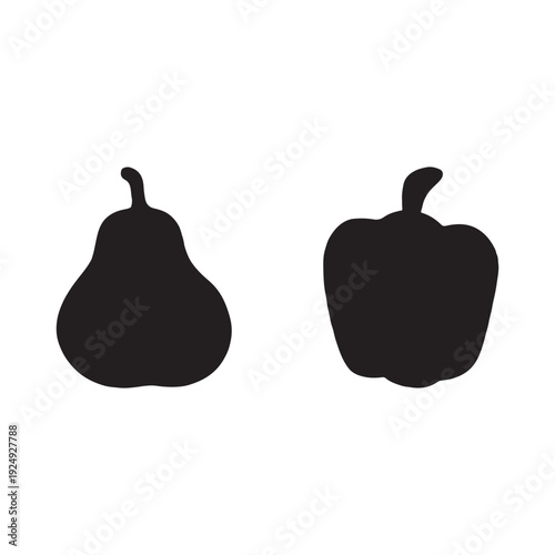 Simple vector illustration of a fresh green pear and apple isolated on a white background