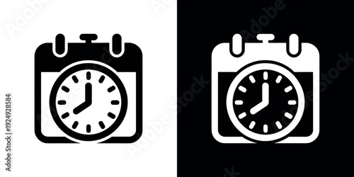 Black and white calendar clock symbol