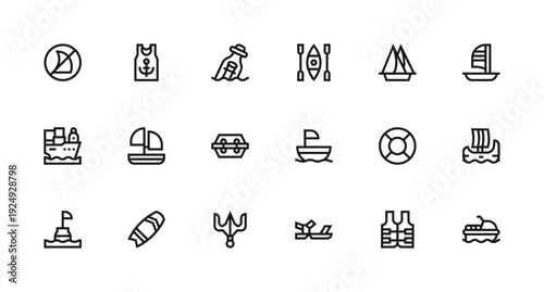 Variety of Marine and Water Sports Icons for Design Free Vector