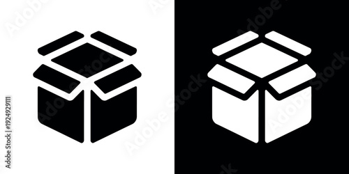 Black and white of open boxes package symbol sign