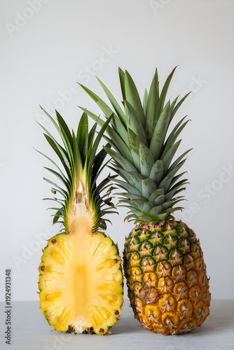 Fresh pineapples on a table