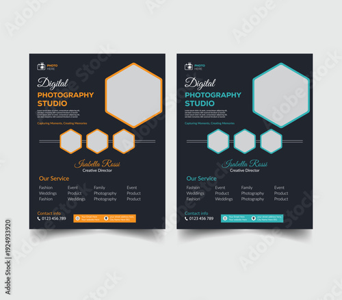 Professional Photographer Business Flyer, 2 different colors a4 flyer template design.