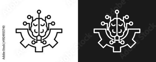 Ai Icon Set Outline In White And Black Background