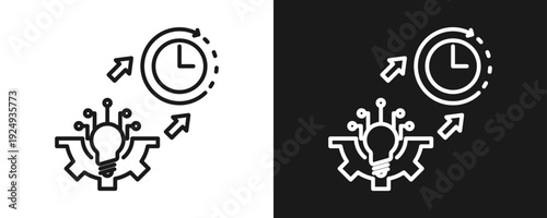 Future Technology Icon Set Outline In White And Black Background