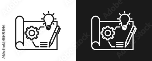 Prototype Icon Set Outline In White And Black Background