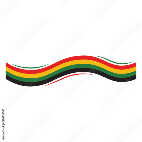 Wavy Pan-African Flag Ribbon
