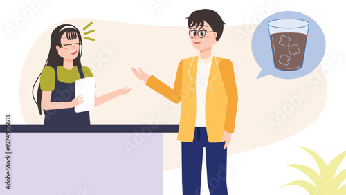 People Chatting and Relaxing at Coffee Shop Illustration