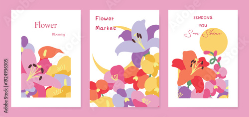 Spring Floral invitation card background vector. Minimal hand drawn botanical flowers template background. Design illustration for wedding, vip cover, poster, rsvp modern card, birthday party.