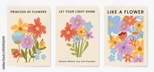 Spring Floral invitation card background vector. Minimal hand drawn botanical flowers template background. Design illustration for wedding, vip cover, poster, rsvp modern card, birthday party.