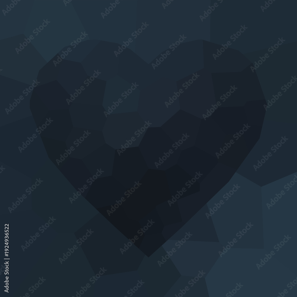 Obraz premium Abstract Dark Blue Polygonal Heart Vector Illustration - Modern Geometric Design for Healthcare and Technology