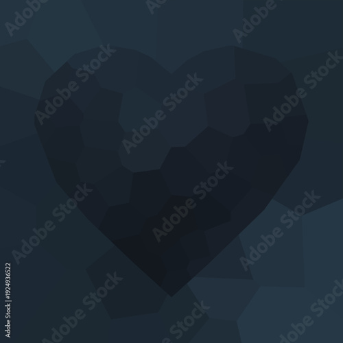 Abstract Dark Blue Polygonal Heart Vector Illustration - Modern Geometric Design for Healthcare and Technology