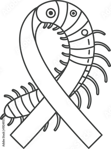 Awareness ribbon designed with a stylized fish and bones symbolizing health advocacy