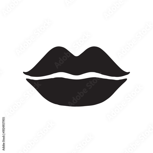 Vector illustration of red lips with lipstick in a simple beauty style