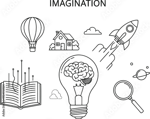 Illustrating the creative process and idea generation through diverse visual elements