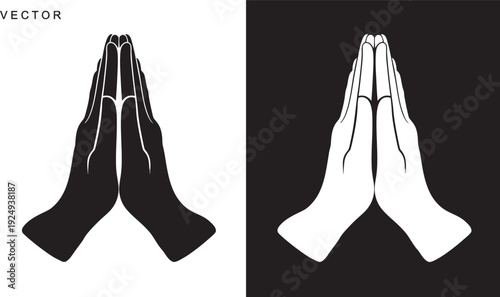 Praying hands icons, praying hands logo silhouette, praying hands vector illustration