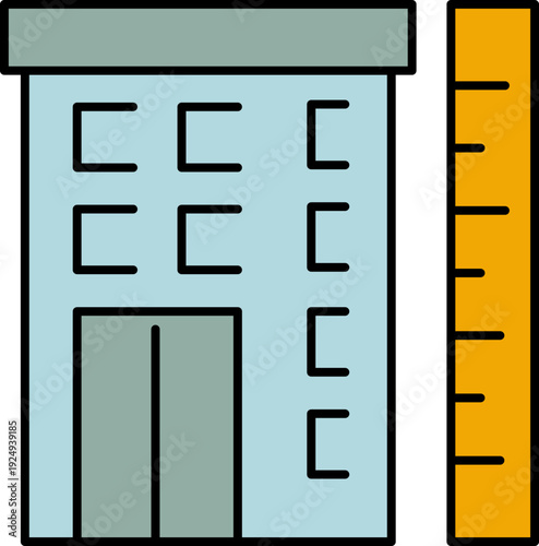 Modern building design with measuring scale
