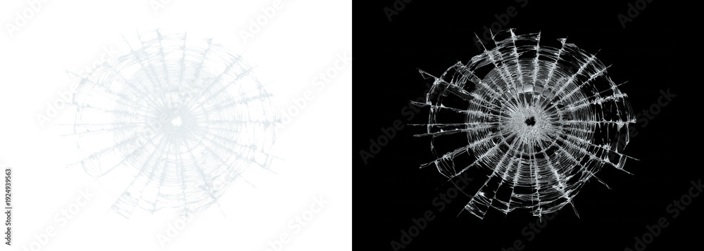Obraz premium Glass shatter effects on black and white backgrounds