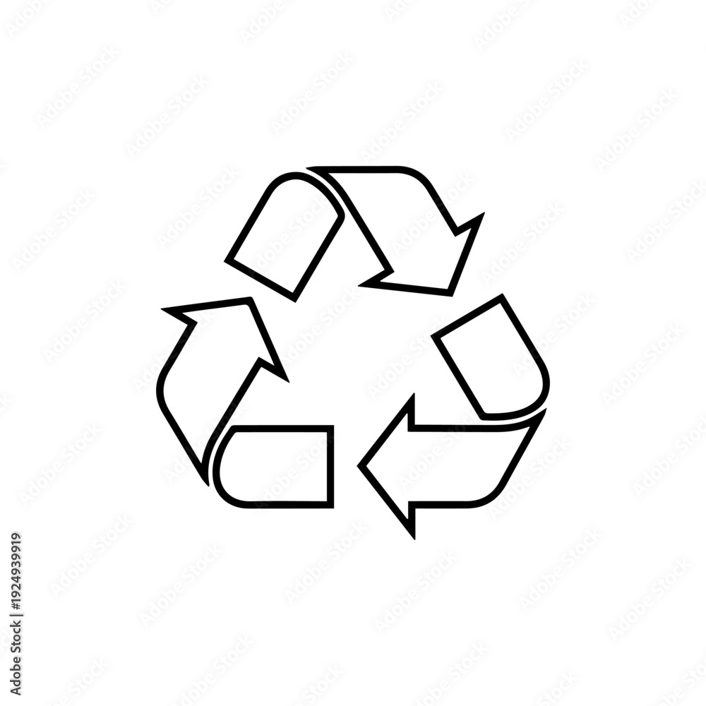 Obraz premium A black outline recycle symbol on a white background