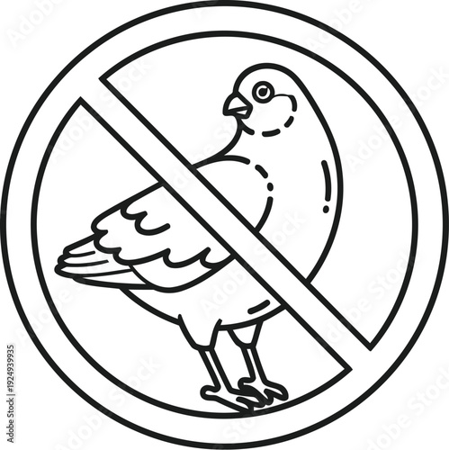 Graphic symbol indicating prohibition of pigeons in a specific area.
