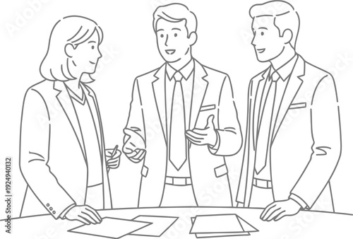 Four individuals engaged in a collaborative discussion around a table