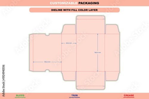 Back open boxes die line layout dieline with nail buckles customizable printable vector template product packaging mockup premium professional packaging design