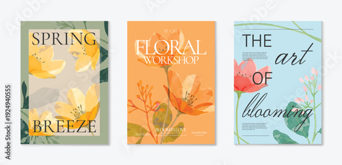 watercolor Spring Floral invitation card vector. Hand drawn botanical flowers template background. Design illustration for wedding, vip cover, poster, rsvp modern card, birthday party.