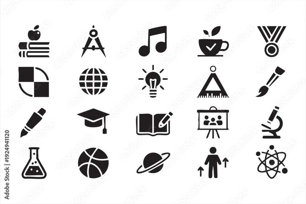 Fototapeta premium Academic icon pack for school management apps and learning interfaces