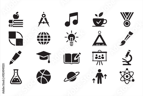 Academic icon pack for school management apps and learning interfaces