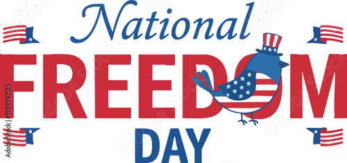 National Freedom Day Patriotic Graphic with American Bird
