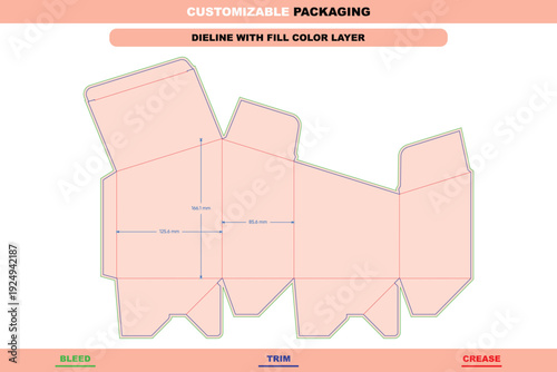 Front open tuck end box customizable folding carton dieline template custom dimensions for retail and shipping packaging structure premium professional die line