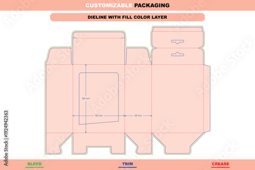 Hanging electronic product box with customizable design folding carton dieline template custom dimensions for toy and modern electronics display packaging die line