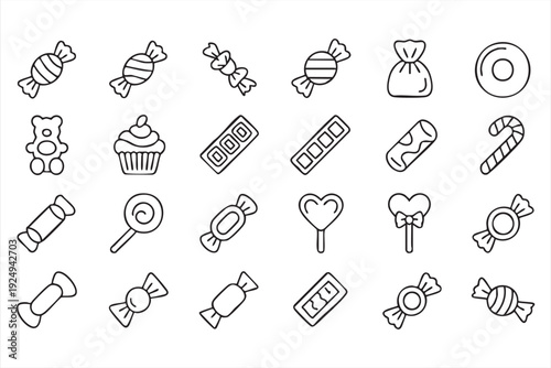 Lollipop chocolate and candy icons for bakery packaging and food design