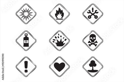 Toxic flammable and corrosive symbols for workplace safety compliance design