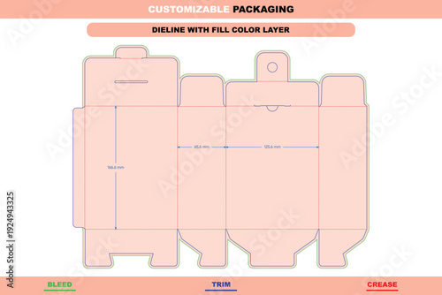 PVC boxes with hanging holes customizable folding carton dieline template custom dimensions for retail display packaging design accurate premium packaging die line