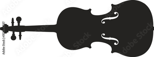 Elegant black and white silhouette of a classic violin instrument isolated on white background, Vector, illustration