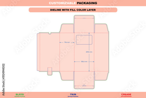 Tuck end boxes folding carton dieline template with customizable back open design die line included vector template printable product packaging mockup premium professional display box layout