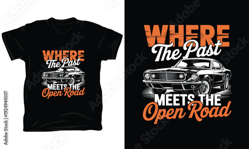 Where the past meets the open road classic car illustration