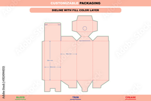Tuck end boxes with trendy pins folding carton dieline template custom dimensions for secure packaging and retail display customizable structure detailed die line