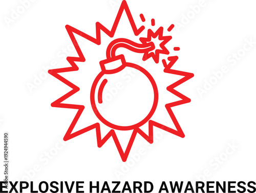 Awareness symbol for explosive hazards in safety and industrial environments