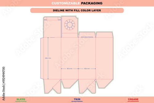 Wine tuck end box with premium pins folding carton dieline template custom dimensions for beverage packaging structure customizable professional packaging die line
