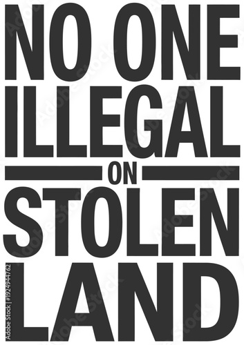Protest message against illegal occupation on stolen land highlighted in bold typography isolated on white background, Vector, illustration