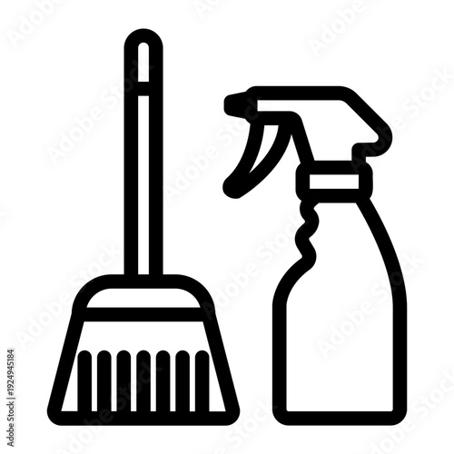 cleaning tools Line Icon