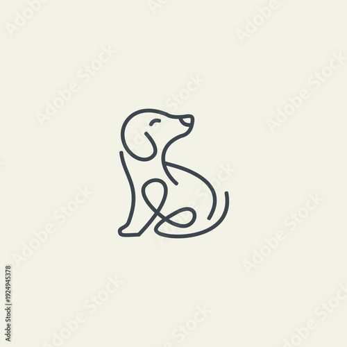 Modern Minimalist Dog Line Art Logo Design with Cute Puppy Silhouette for Pet Shop and Veterinary Identity