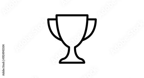 A simple black line icon representing a classic two-handled trophy cup signifying victory and achievement against a white background.