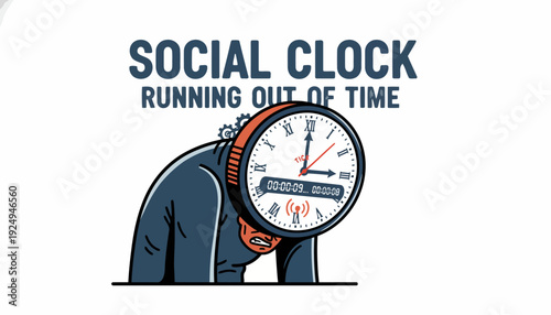 Social Clock Running Out of Time Illustration.