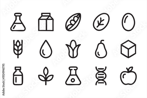 Organic Farming and Nutrition Icon Set for Agri Science Graphics