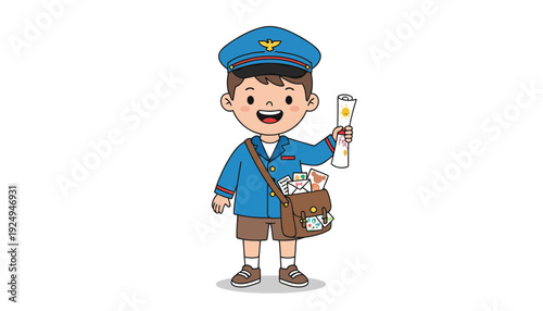 Happy Cartoon Postman Delivering Mail with a Smile.