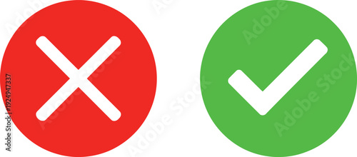 Visual representation of correct and incorrect indicators using checkmark and cross symbols