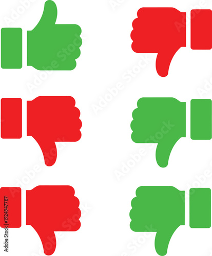 Contrasting thumbs up and thumbs down icons in green and red colors