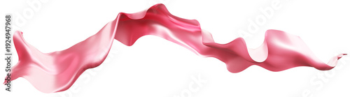 Flying pink silk textile fabric flag background. Smooth elegant pink Satin Isolated on white Background for grand opening ceremony. 3d png illustration